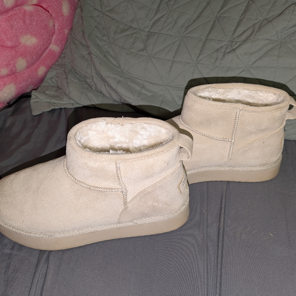 Suede Ankle Boots in Light Beige